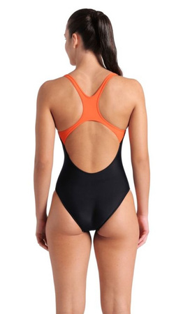 Strój kąpielowy damski Arena Women's Wake Swim Pro Back Black Calypso Coral