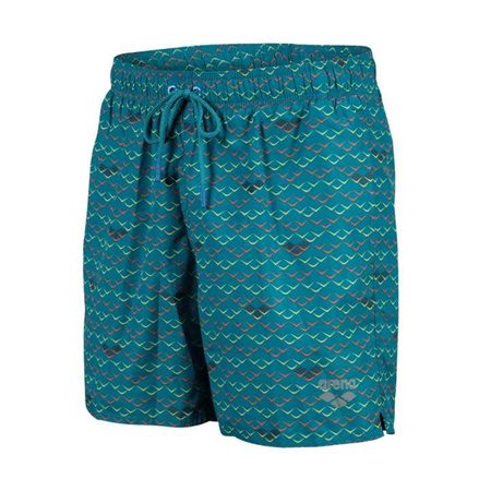 Spodenki szorty męskie Arena Men's Beach Boxer Allover Green Lake Logo