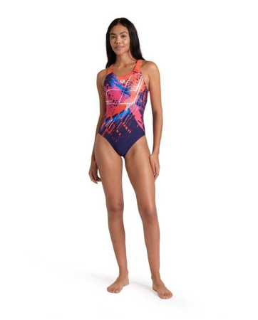 Strój kąpielowy damski Arena Women's Funny Spot V Back Navy Multi Calypso Coral