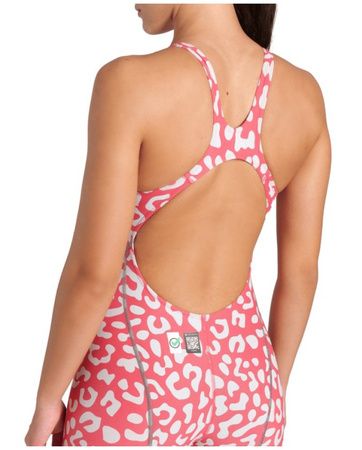 Strój startowy damski Arena Women's Powerskin ST Next Open Back Limited Edition Leopard Skin Geranium