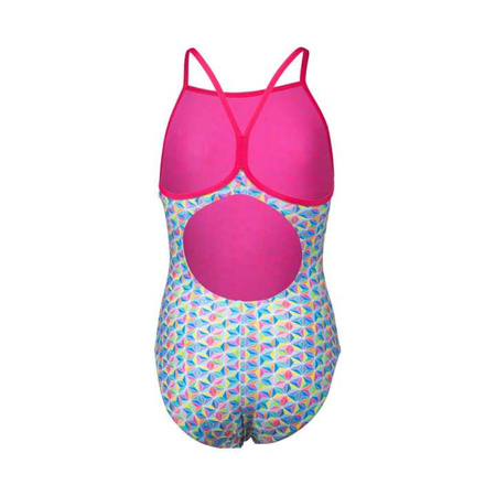 Strój kąpielowy dziewczęcy Arena Girl's Starfish Swimsuit Lightdrop Back Freak Rose White Multi