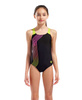 Dziewczęcy strój kąpielowy jednoczęściowy Arena Girl's Sound Track Swimsuit Swim P Black-Artic Lime