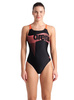 Strój kąpielowy damski Arena Women's Wake Swim Pro Back Black Calypso Coral