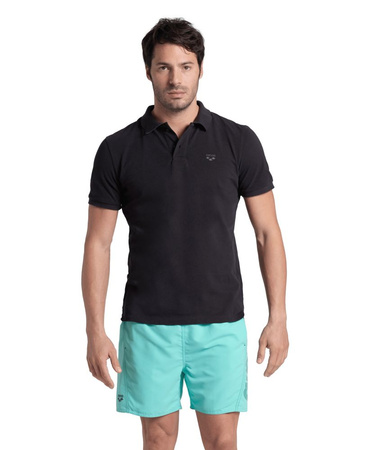 Koszulka T-shirt męski Arena Men's Poloshirt Solid Cotton Piquet Black Asphalt