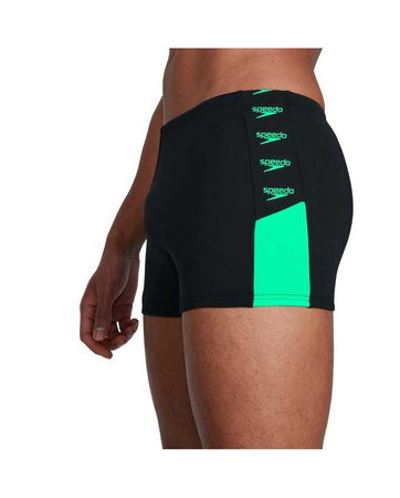 Kąpielówki bokserki męskie Speedo Boom Logo Splice Black Fake Green