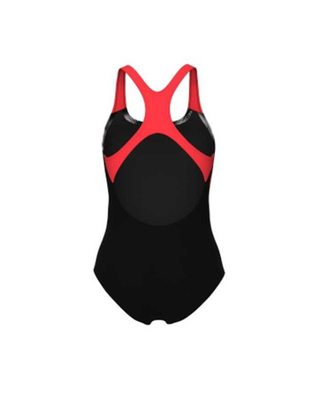 Strój kąpielowy damski Arena Women's Splash Point Black Fluo Red