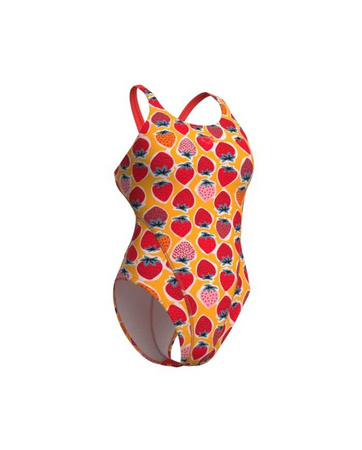 Strój kąpielowy damski Arena Women's Strawberry Swim Tech Back Fluo Red Orange Multi