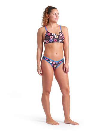 Damski strój kąpielowy dwuczęściowy Arena Women's Donuts Bikini Bandeau Black Multi Blue River Shot