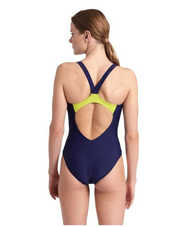 Strój kąpielowy jednoczęściowy damski Arena Women's Threefold V Back One Piece Navy Grey Blue Green