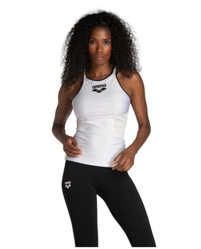 Top damski Arena Women's Tank Top Mesh Panel White Black