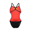 Strój kąpielowy damski Arena Women's Rule Breaker Hooked Rev Swimsuit Black Fluo Red