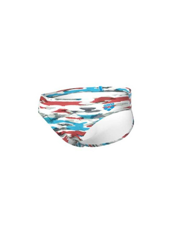 Kąpielówki slipy męskie Arena Men's Briefs Allover White Turquoise Multi