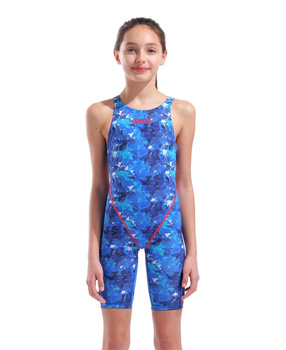 Dziewczęcy strój startowy Arena Girl's Powerskin ST Next LE Open Back Junior Splashy Multicolor