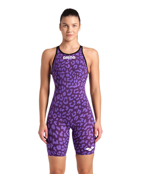 Strój startowy damski Arena Women's Powerskin Carbon Air2 Le Open Back Leopard Skin Violet