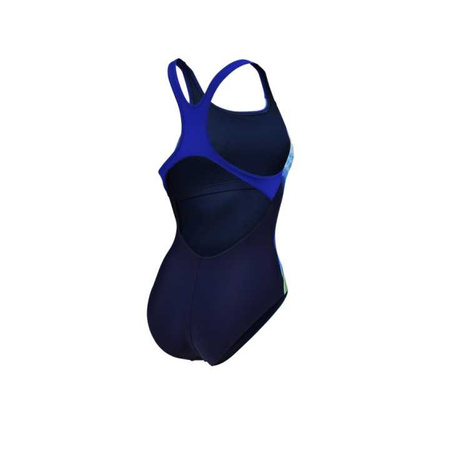 Strój kąpielowy damski Arena Women's Visual Waves Swim Pro Back Navy Neon Blue