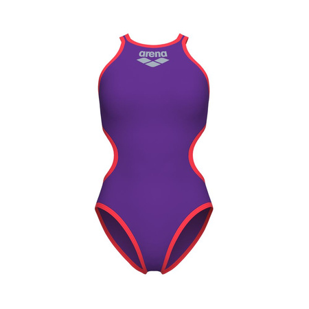 Strój kąpielowy damski Arena Women's One Big Logo One Piece Plum-Bright Coral