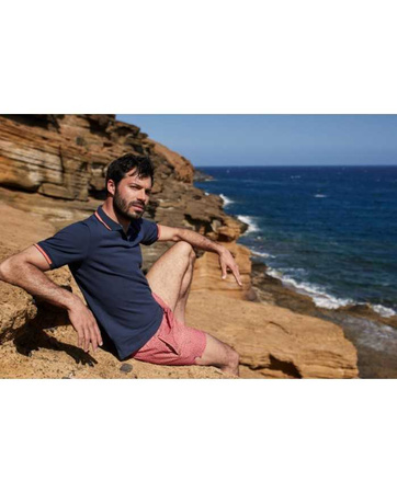 Koszulka męska polo Arena Men's Poloshirt Trim Cotton Piquet Fluo Red White