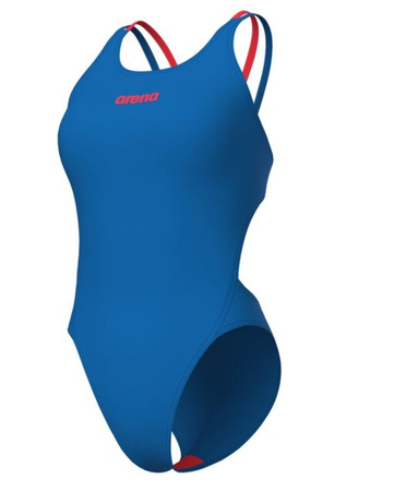 Strój kąpielowy damski Arena Women's Tech Multi Solid Blue River Bright Coral