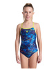 Strój kąpielowy dziewczęcy Arena Girll's Daly Swimsuit Light Drop Back Navy Soft Green Navy Multi