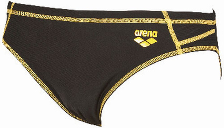 Kąpielówki slipy męskie Arena Men's Revo Mid Brief Black Lily Yellow