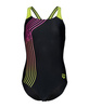 Dziewczęcy strój kąpielowy jednoczęściowy Arena Girl's Sound Track Swimsuit Swim P Black-Artic Lime
