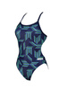 Strój kąpielowy damski Arena Women's Puzzled Challenge Back One Piece Navy Soft Green Multi