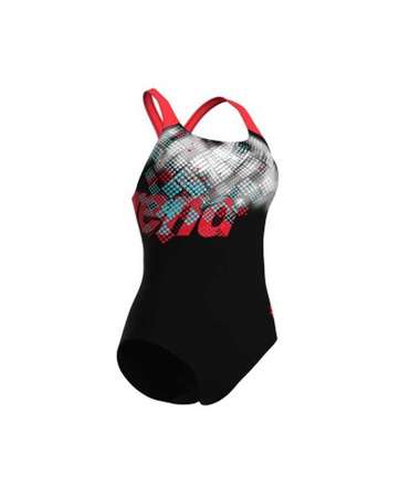 Strój kąpielowy damski Arena Women's Splash Point Black Fluo Red