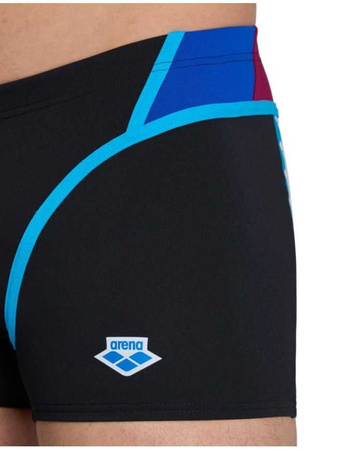 Kąpielówki męskie bokserki Arena Men's Icons Swim Short Panel Black Neon Blue Red Fandango Turquoise