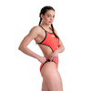 Strój kąpielowy damski Arena Women's Rule Breaker Hooked Rev Swimsuit Black Fluo Red