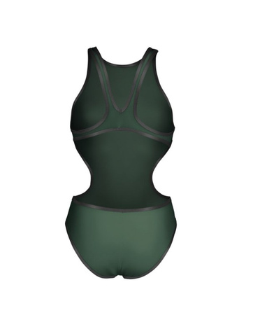 Strój kąpielowy damski jednoczęściowy na basen Arena Big Logo Dark Sage
