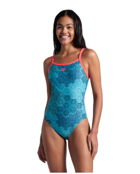 Strój kąpielowy damski Arena Women's Camo Kikko Challenge Back Fluo Red Water