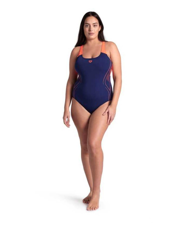 Strój kąpielowy damski Arena Women's Reflecting One Piece Navy Bright Coral