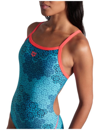 Strój kąpielowy damski Arena Women's Camo Kikko Challenge Back Fluo Red Water