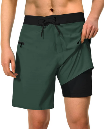 Szorty męskie kąpielowe kompresyjne Tuonroad Dark Green