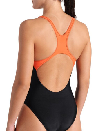 Strój kąpielowy damski Arena Women's Wake Swim Pro Back Black Calypso Coral