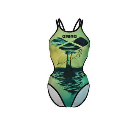 Strój kąpielowy damski Arena Women's One Double Cross Back Black Blue Cosmo Soft Green Multi