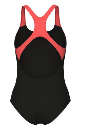 Strój kąpielowy damski Arena Women's Wake Swim Pro Back Black Calypso Coral