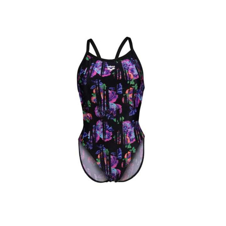 Strój kąpielowy damski Arena Women's Rose Texture Swimsuit X-Cross Back Multi Black