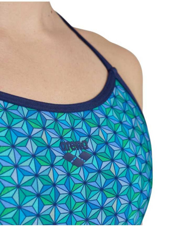 Strój kąpielowy damski Arena Women's Starfish Swimsuit Lace Back Navy Tueruoise Multi