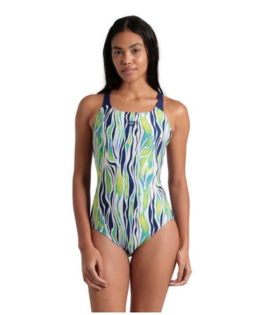 Strój kąpielowy damski Arena Women's Water Bloom Swim Pro Back Black River