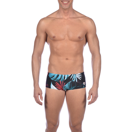 Kąpielówki męskie chłopięce Arena Men's Boy's Tropical Leaves Low Waist Short Black Multi