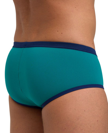 Kąpielówki slipy męskie Arena Men's One 12cm Briefs Big Logo Green Lake Navy