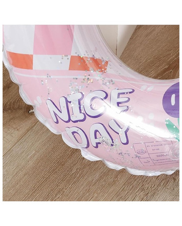 Koło dmuchane do pływania w kratę z brokatem Nice Day Pink