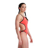 Strój kąpielowy damski Arena Women's Rule Breaker Hooked Rev Swimsuit Black Fluo Red