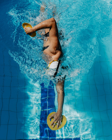 Wiosełka treningowe pływackie Finis Manta Yellow