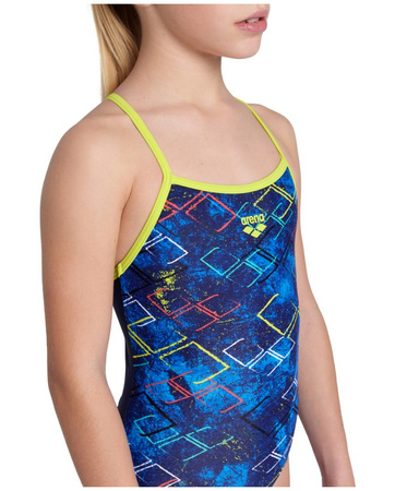 Strój kąpielowy dziewczęcy Arena Girll's Daly Swimsuit Light Drop Back Navy Soft Green Navy Multi