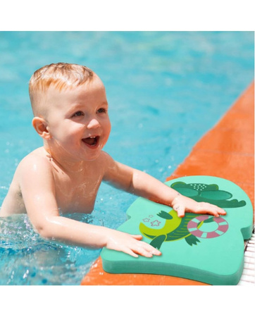 Deska i okularki do pływania treningowe na basen dla dzieci Crocodile Green
