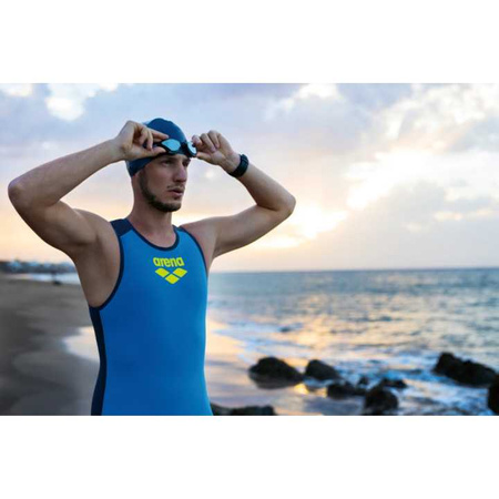 Strój startowy męski kombinezon triathlonowy Arena Men's Powerskin Carbon Speedsuit Rear Zip Fast Blue Grey