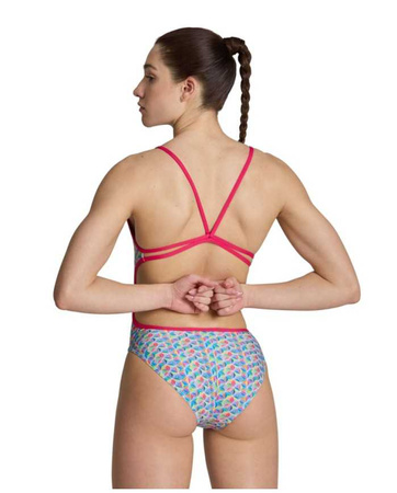 Strój kąpielowy damski Arena Women's Starfish Swimsuit Lace Back Freak Rose White Multi