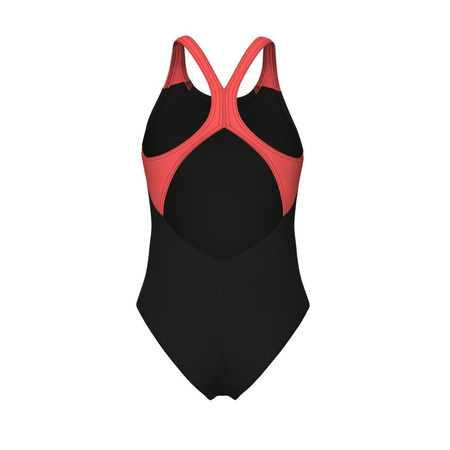 Damski strój kąpielowy Arena Women's Blast Swimsuit V Back Black-Calypso Coral